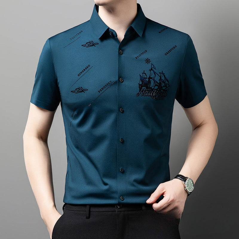 Levoire | Chemise à manches courtes avec boutons Vert foncé