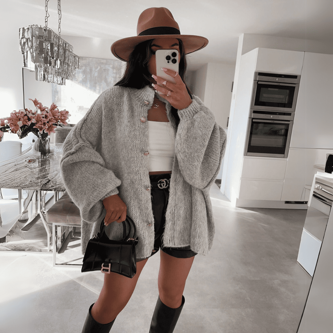 Levoire | Gilet Tricoté Grande Taille Femme Gris