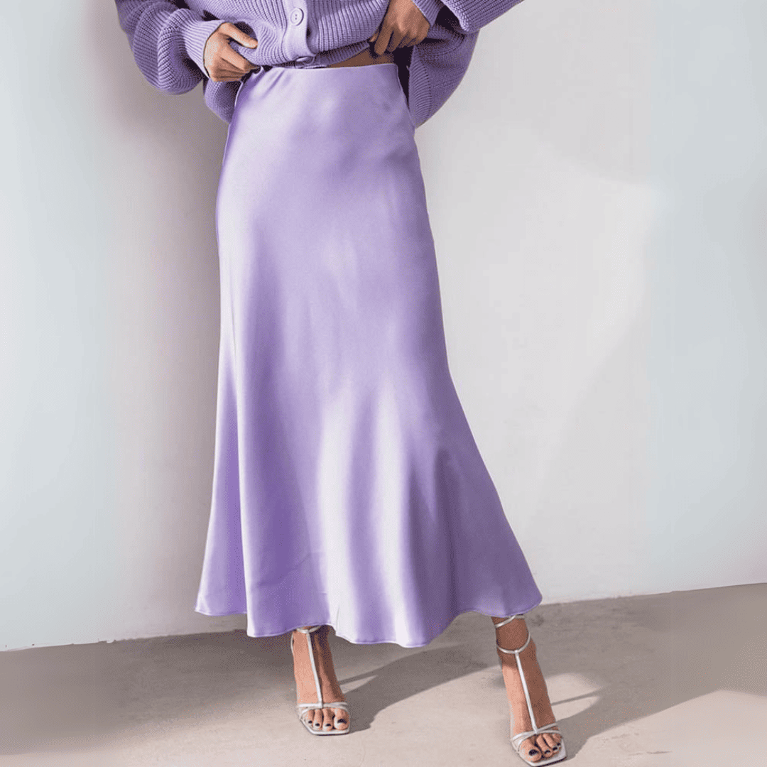 Levoire | Jupe Midi Satin Élégante Violet