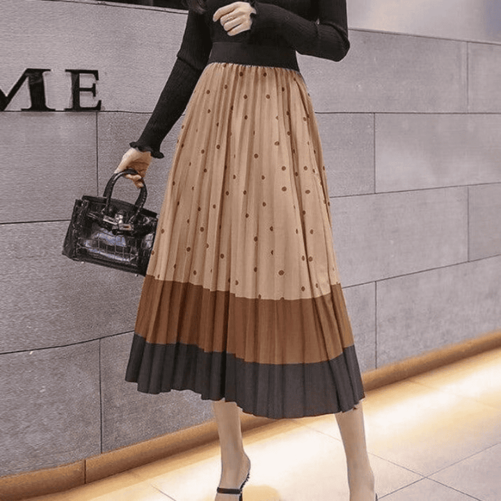 Levoire | Jupe Midi Plissée Élégante Braun Une taille
