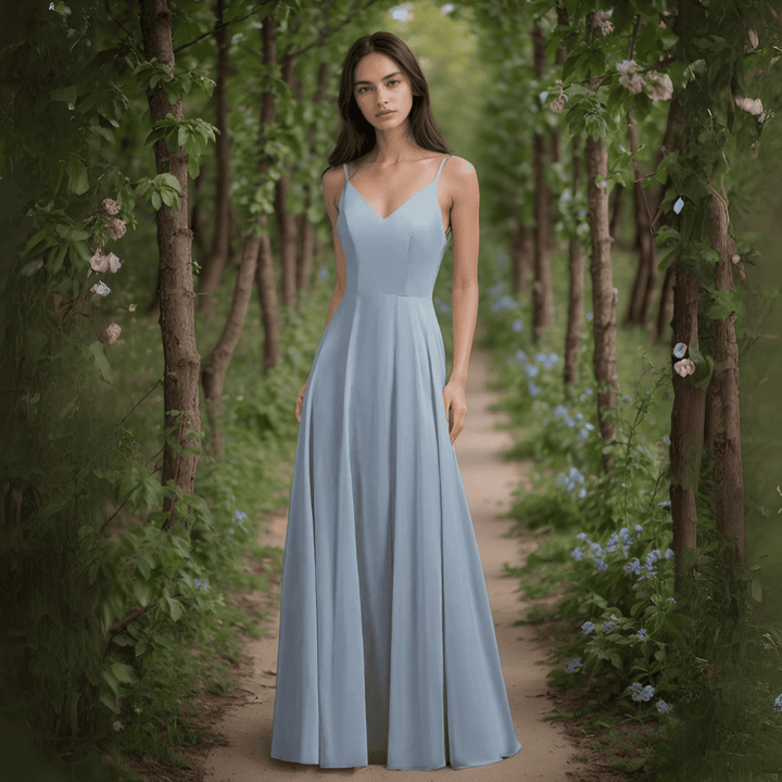 Levoire | Robe De Soirée Chiffon Victoria Avec Ouverture Dans Le Dos Bleu ciel