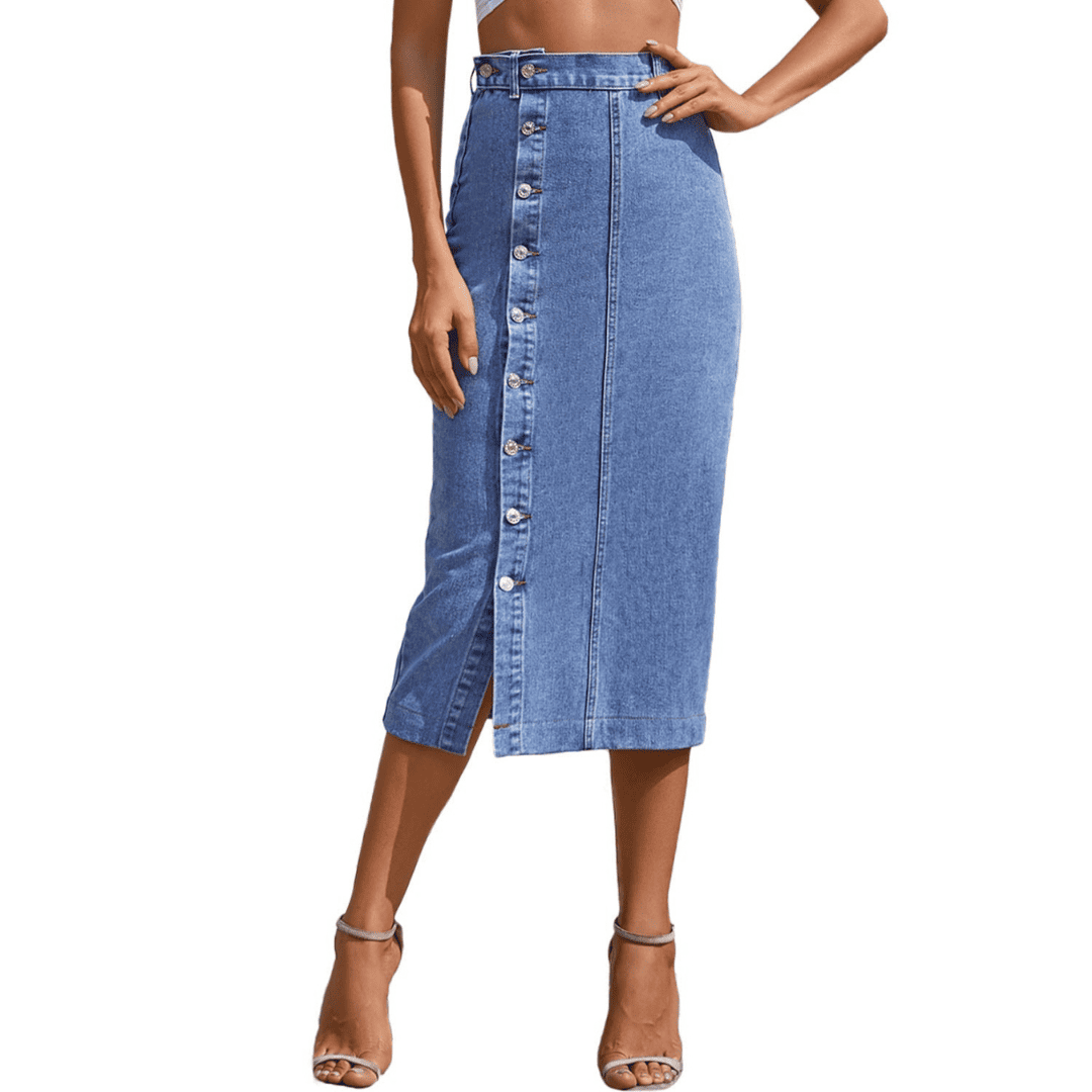 Levoire | Midi Aus Denim Anka Avec Taille Haute