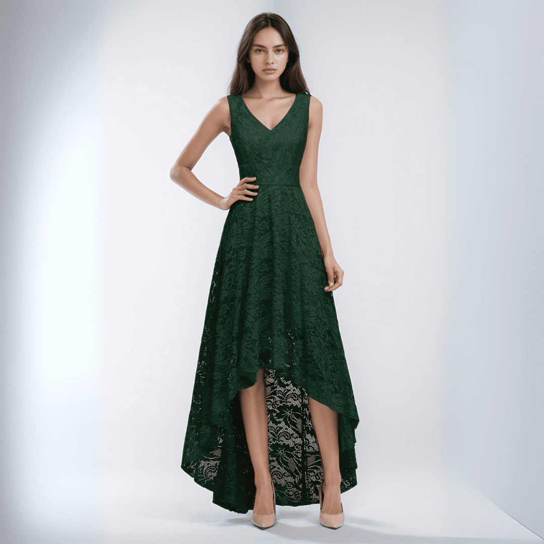 Levoire | Élégante Robe Asymétrique Pour Mariages Vert foncé