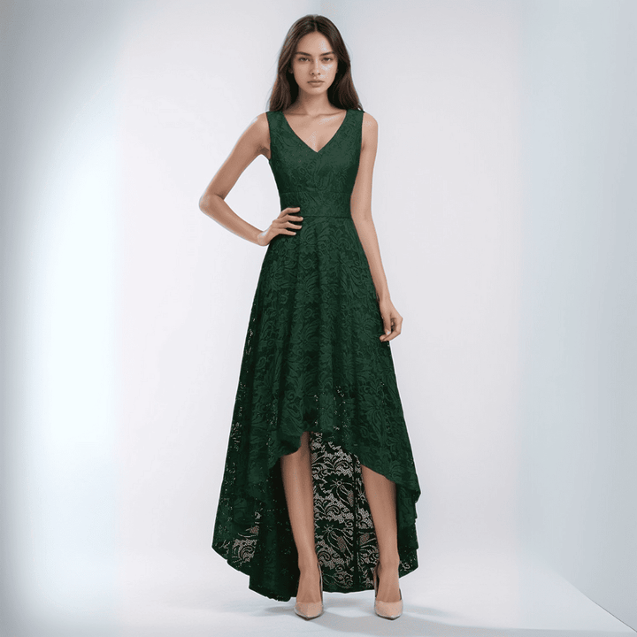 Levoire | Élégante Robe Asymétrique Pour Mariages Vert foncé