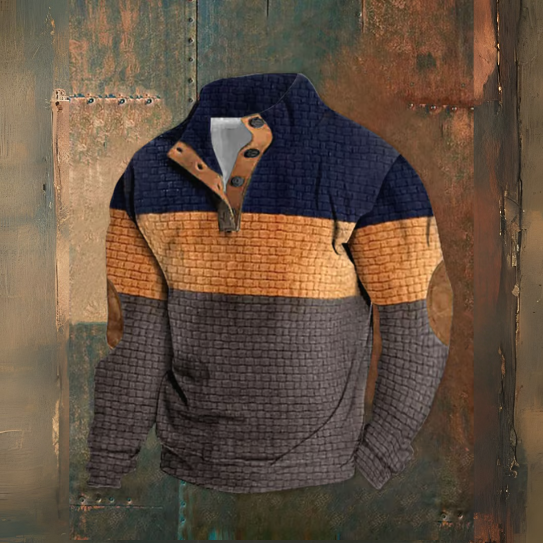 Levoire | Pull Avec Col Montant Géométrique Bleu Orange