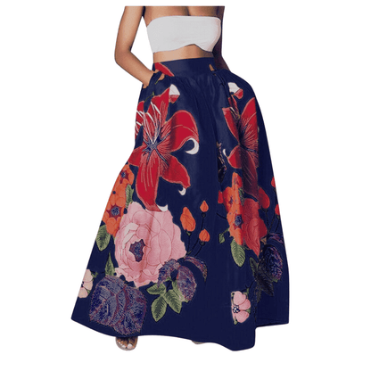 Levoire | Blumen Denim Jupe Midi Noir