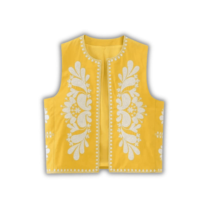 Levoire | Gilet À Fleurs Pour Femmes Jaune