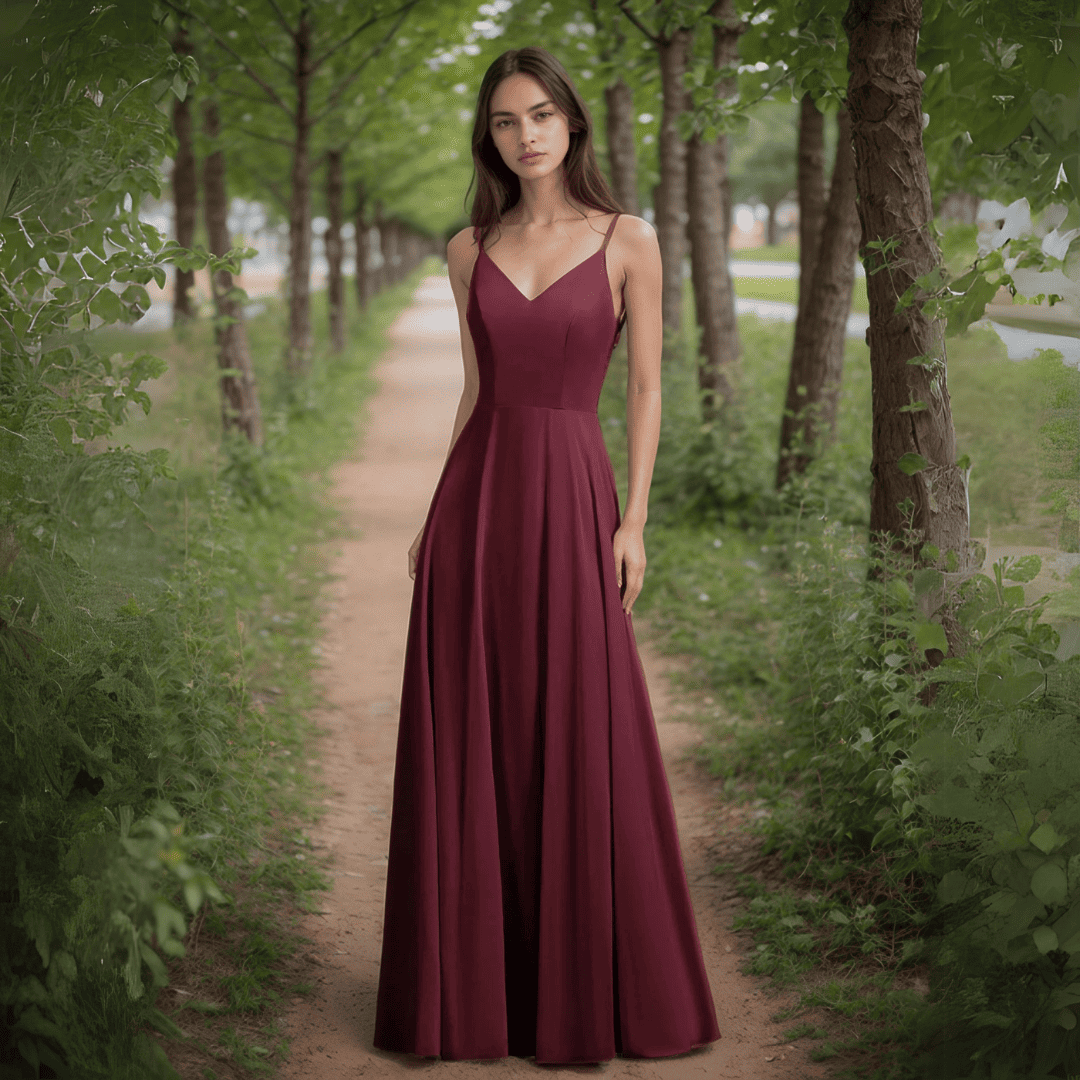 Levoire | Robe De Soirée Chiffon Victoria Avec Ouverture Dans Le Dos Bordeaux