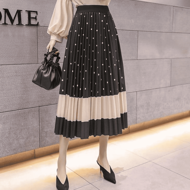 Levoire | Jupe Midi Plissée Élégante Noir Une taille