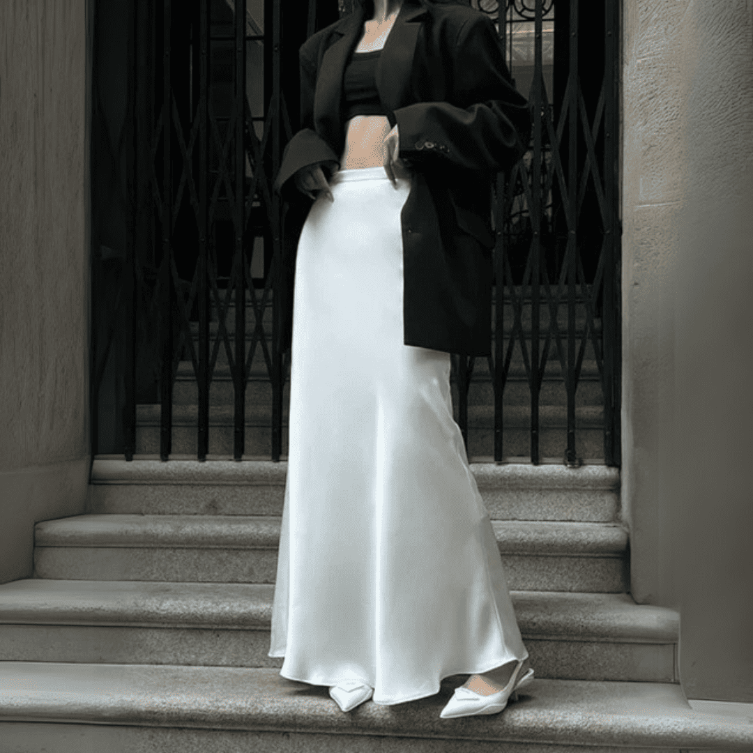 Levoire | Jupe Midi Élégante Blanc Une taille