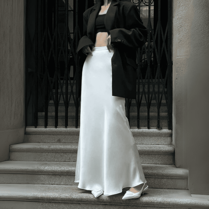 Levoire | Jupe Midi Élégante Blanc Une taille