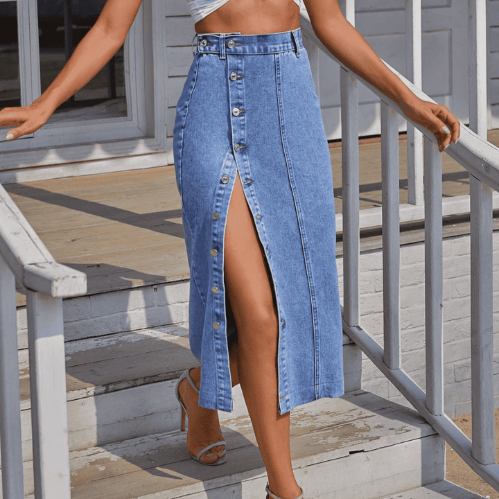 Levoire | Midi Aus Denim Anka Avec Taille Haute