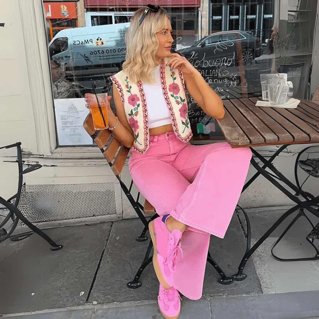 Levoire | Brodé Des Fleurs Gilet Femmes Rosa
