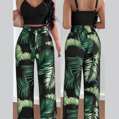 Levoire | Imprim Suspendre Pantalons 2 Pice Ensemble Gris-vert