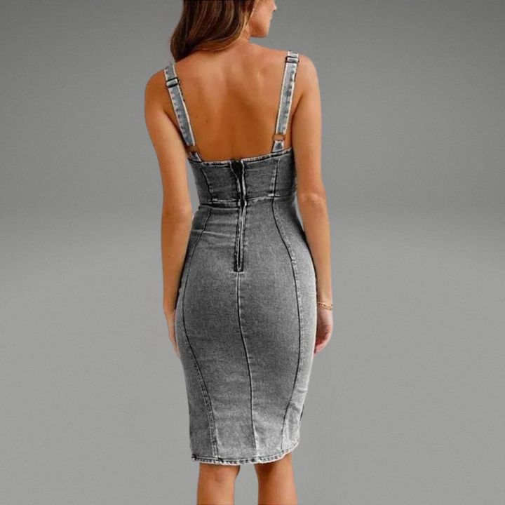 Levoire | Robe En Jean Ajustée Avec Décolleté En U