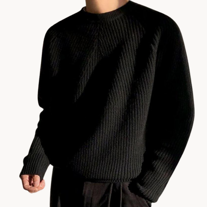 Levoire | Plus chaud Manches longues Col rond Côtelé Tricot Noir