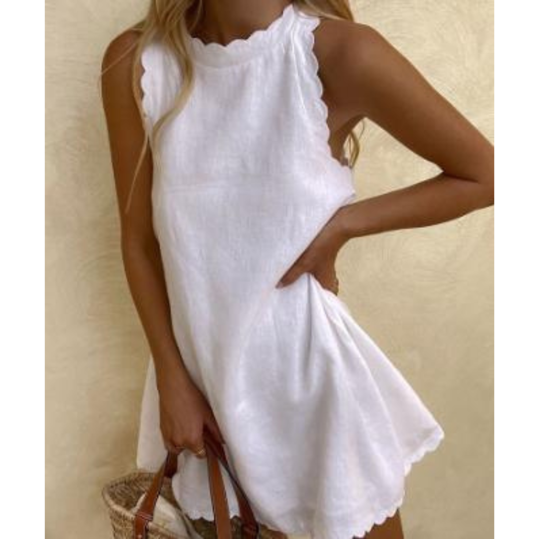 Levoire | Robe d'été sans manches pour femmes - Blanc Blanc