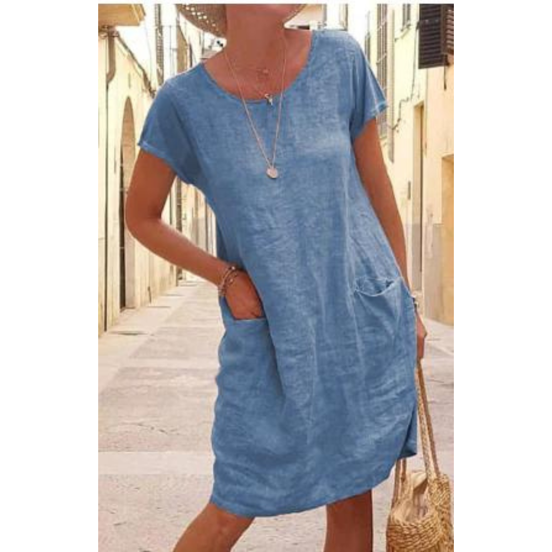 Levoire | Robe unie à col rond pour femmes Bleu marine