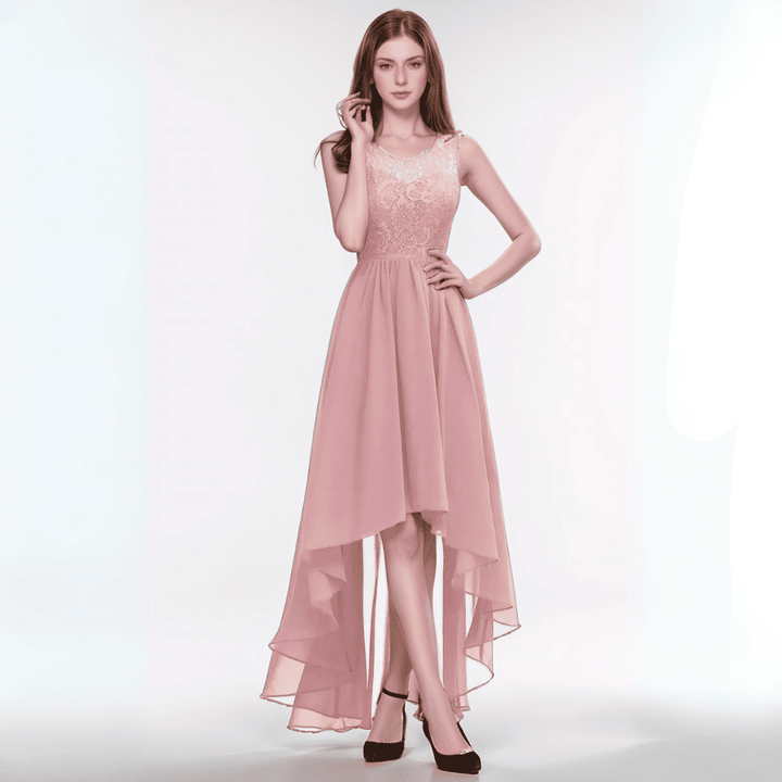 Levoire | Robe En Dentelle Lilly Asymétrique Pour Les Mariages Rose poudre