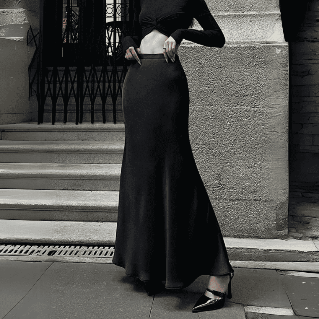 Levoire | Jupe Midi Élégante Noir Une taille