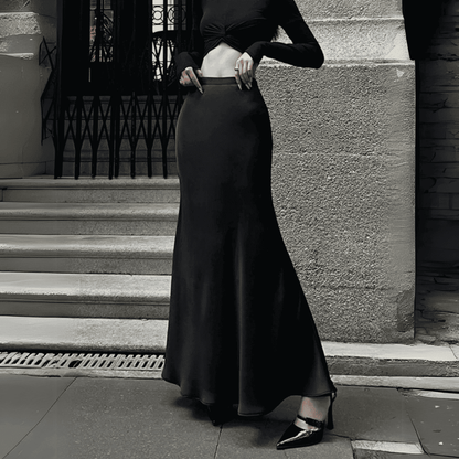 Levoire | Jupe Midi Élégante Noir Une taille