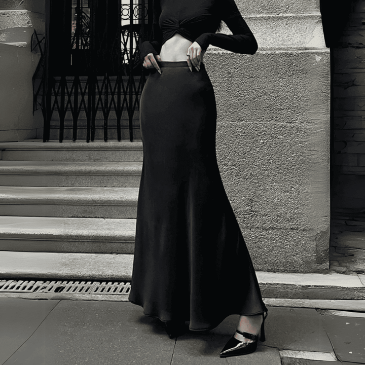 Levoire | Jupe Midi Élégante Noir Une taille