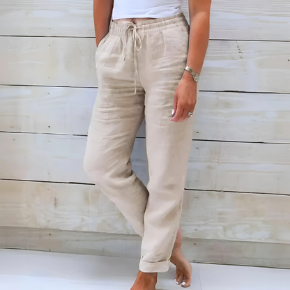 Levoire | Pantalon Élégant Léger Avec Taille Élastique Beige