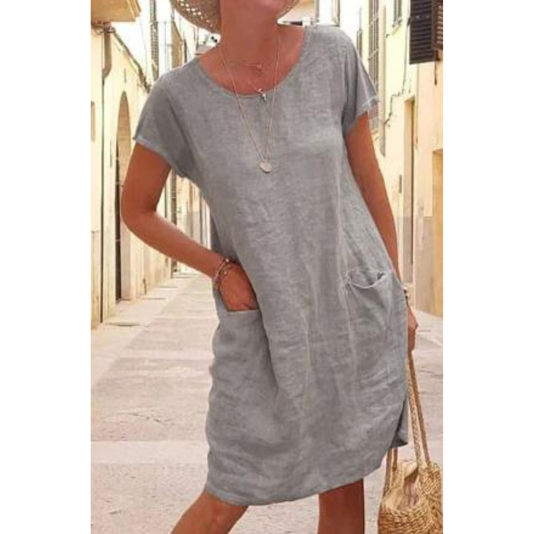 Levoire | Robe unie à col rond pour femmes Gris