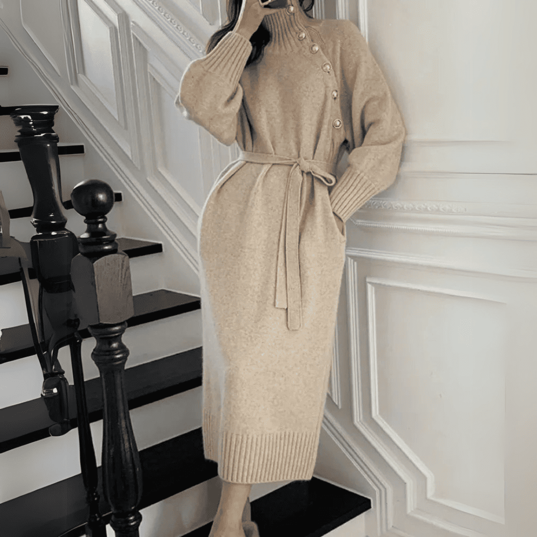 Levoire | Pull Long Col Roulé Viviana Pour Femmes Beige