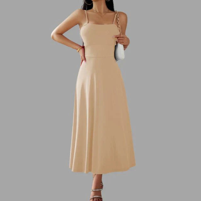 Levoire | Robe Midi Beige À Swinguement Beige