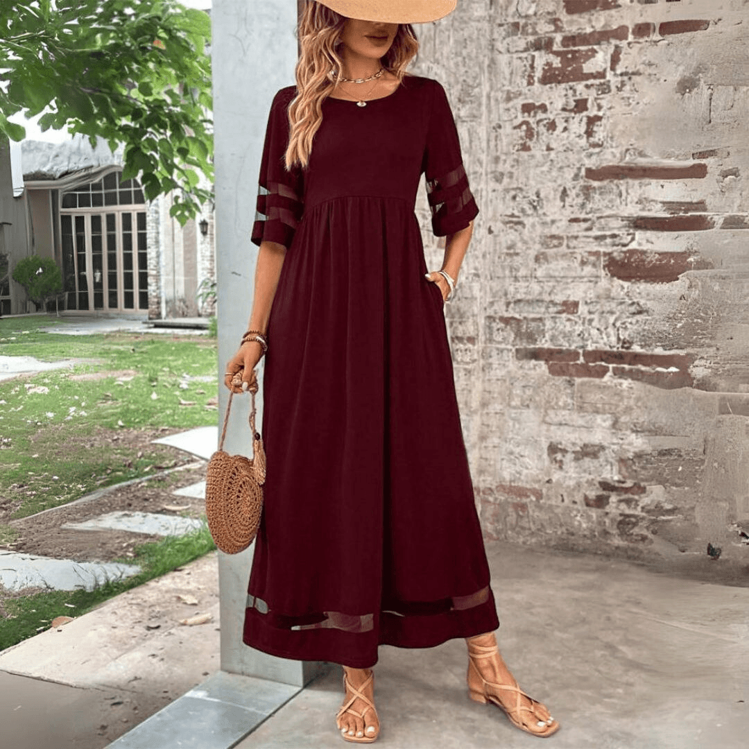 Levoire | Robe Maxi Élégante Et Flottante Pour Femmes Bordeaux