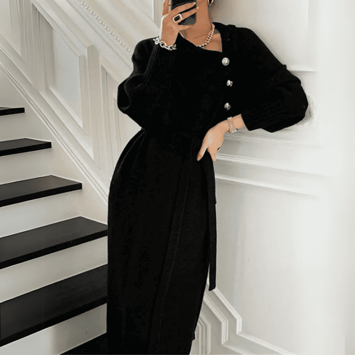 Levoire | Pull Long Col Roulé Viviana Pour Femmes Noir