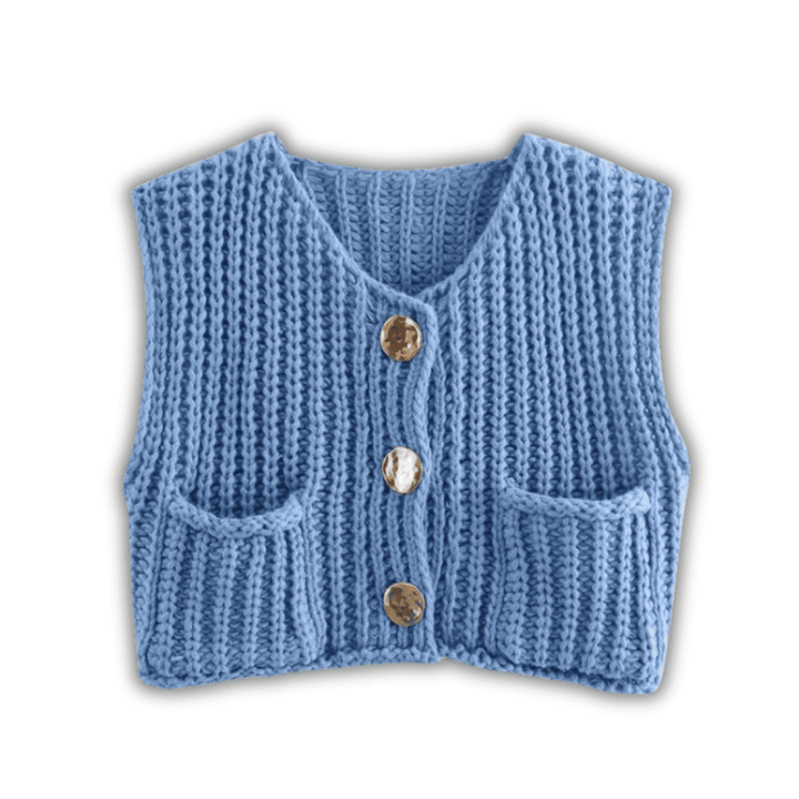 Levoire | Łucja Élégante Gilet En Tricot Pour Femmes Bleu clair