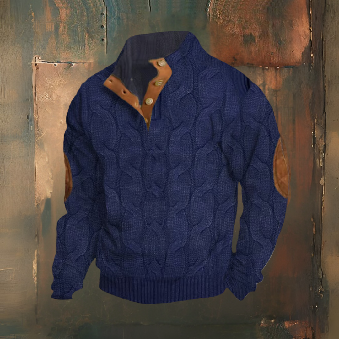 Levoire | Pull À Blocs De Couleurs Avec Impression Western Et Fermeture À Boutons Bleu
