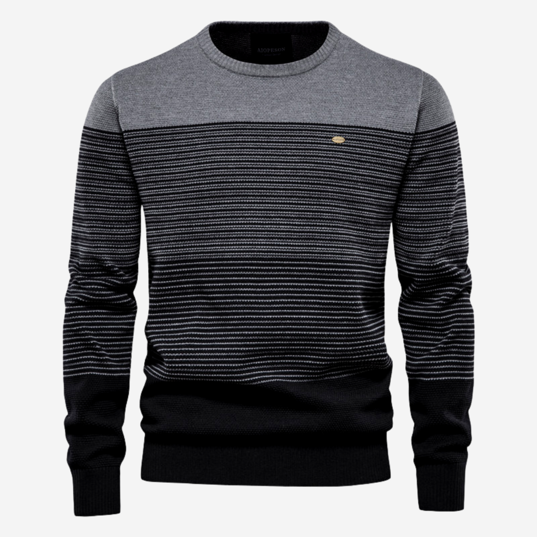 Levoire | Pull À Manches Longues Avec Décolleté Rond Rayé Multicolore Tricoté Gris