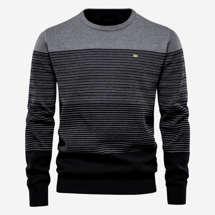 Levoire | Pull À Manches Longues Avec Décolleté Rond Rayé Multicolore Tricoté Gris