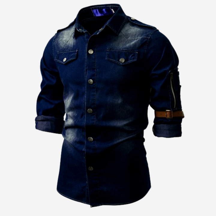 Levoire | Chemise En Denim À Manches Longues Pour Hommes Bleu foncé