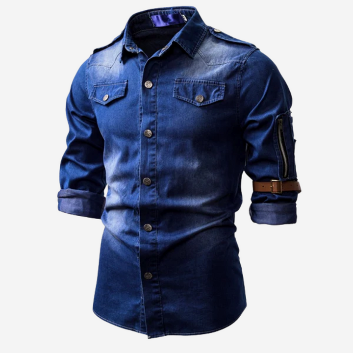 Levoire | Chemise En Denim À Manches Longues Pour Hommes Bleu