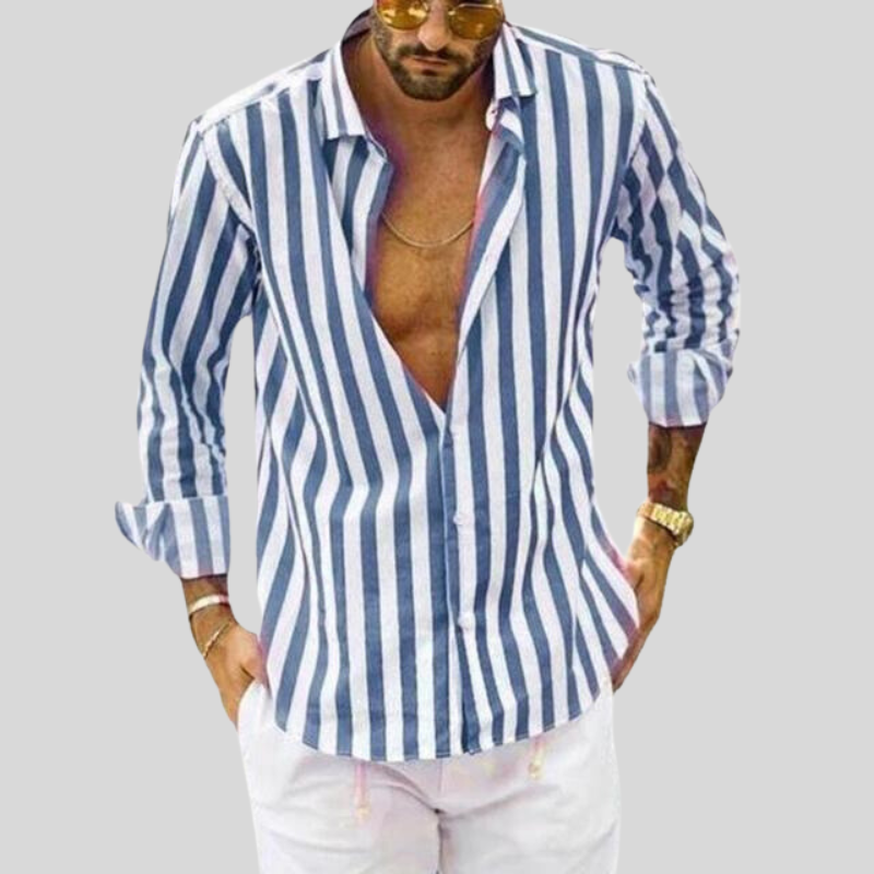 Levoire | Chemise Homme Rayée Élégante Bleue