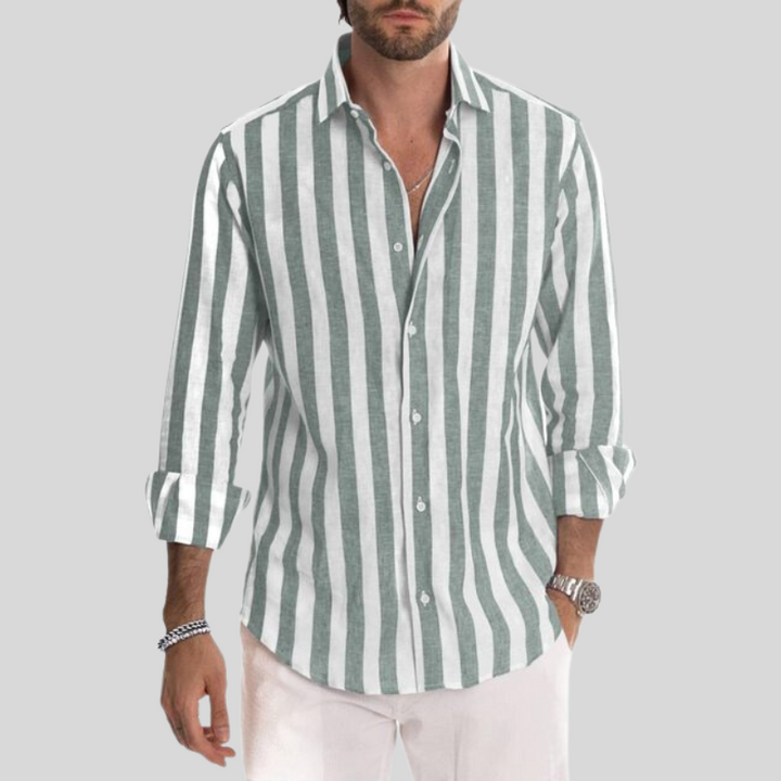 Levoire | Chemise Homme Rayée Élégante Vert