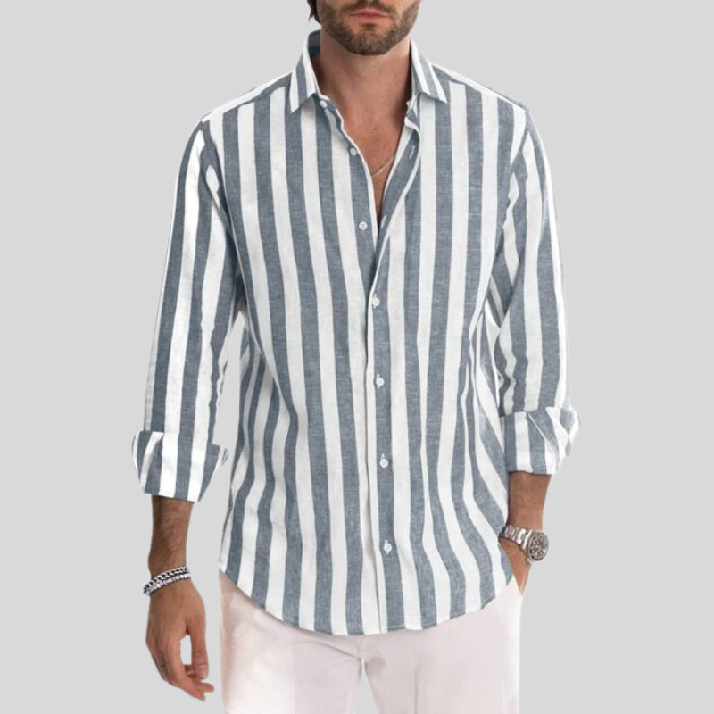 Levoire | Chemise Homme Rayée Élégante Bleu Clair