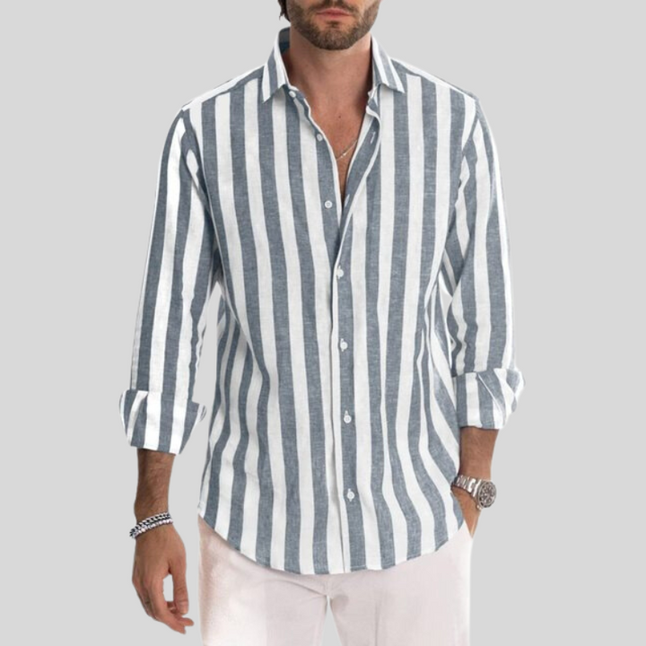Levoire | Chemise Homme Rayée Élégante Bleu Clair