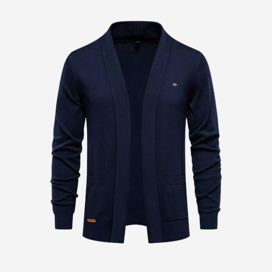 Levoire | Pull à manches longues ouvertes à l'avant, avec poches Bleu foncé