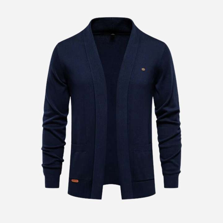 Levoire | Pull à manches longues ouvertes à l'avant, avec poches Bleu foncé