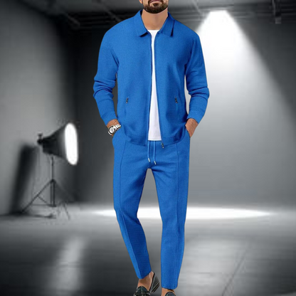 Levoire | Veste Slim Fit Avec Fermeture Éclair Et Pantalon Long Ensemble De Costume De Training Bleu