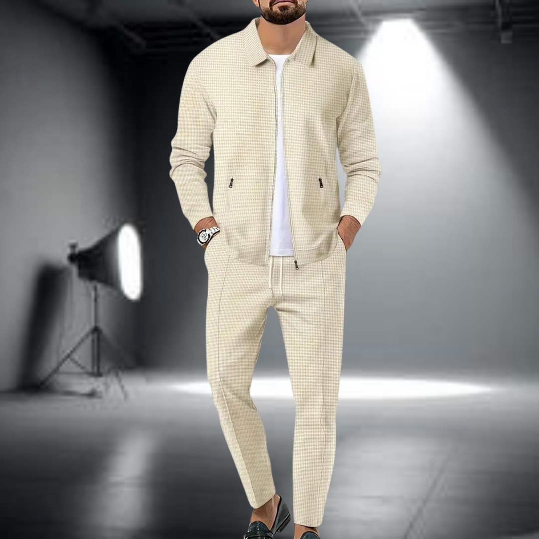 Levoire | Slim Fit Zip Jacket Long Pants Training Set Kaki