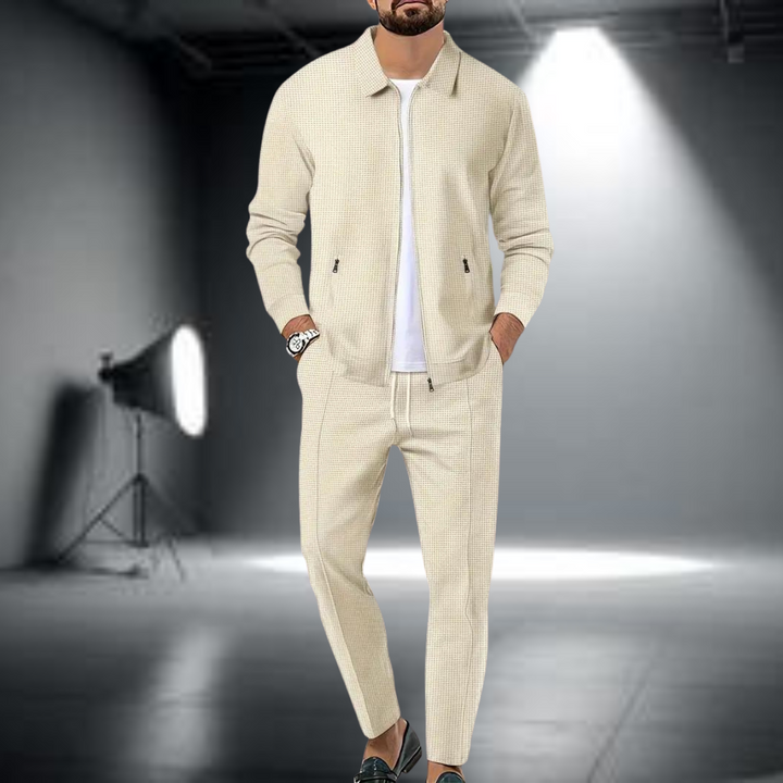 Levoire | Slim Fit Zip Jacket Long Pants Training Set Kaki
