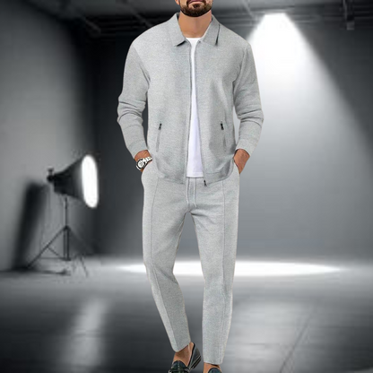 Levoire | Veste Slim Fit Avec Fermeture Éclair Et Pantalon Long Ensemble De Costume De Training Gris