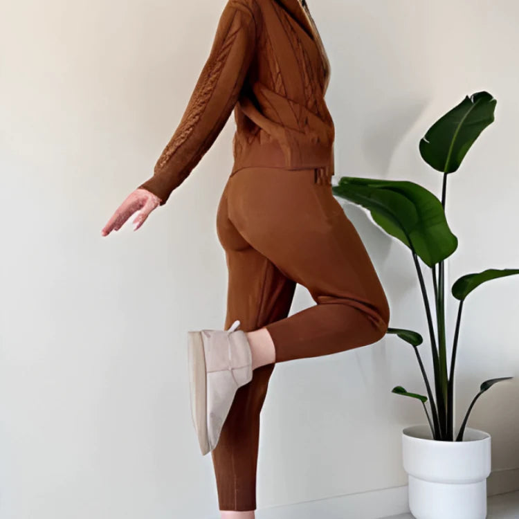 Levoire | Pull En Laine À Manches Longues Pantalons Étroits Ensemble Fait Main