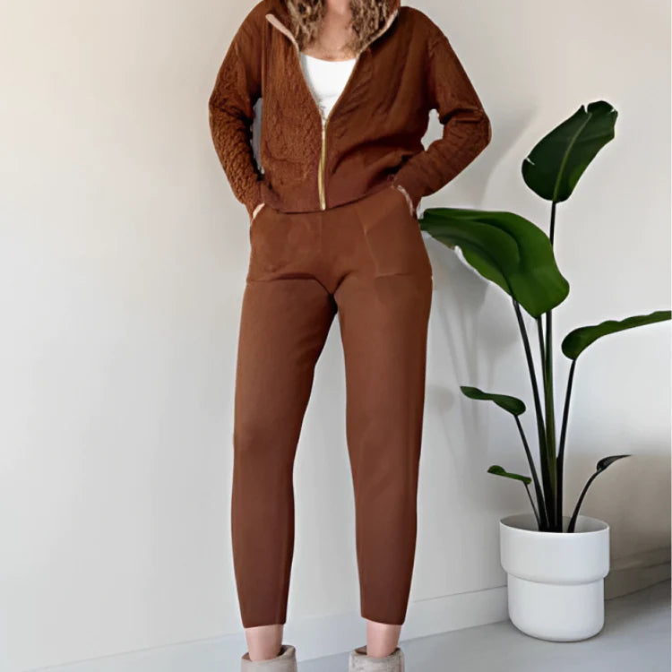 Levoire | Pull En Laine À Manches Longues Pantalons Étroits Ensemble Fait Main Braun
